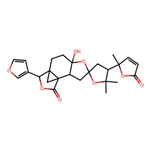 10-(furan-3-yl)-6-hydroxy-2',2'-dimethyl-3'-(2-methyl-5-oxofuran-2-yl)spiro[5,11-dioxatetracyclo[7.3.1.01,9.02,6]tridecane-4,5'-oxolane]-12-one structure