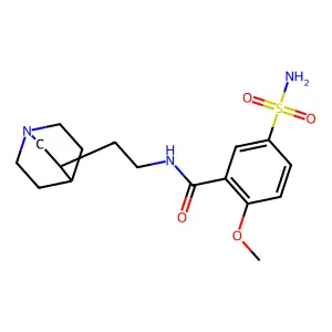 N-[2-(1-azabicyclo[2.2.2]octan-3-yl)ethyl]-2-methoxy-5-sulfamoylbenzamide structure