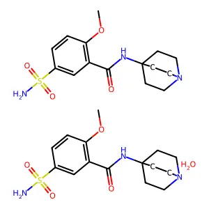 bis(N-(1-azabicyclo[2.2.2]octan-4-yl)-2-methoxy-5-sulfamoylbenzamide)hydrate structure
