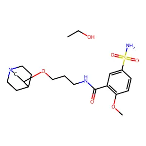 N-[3-(1-azabicyclo[2.2.2]octan-3-yloxy)propyl]-2-methoxy-5-sulfamoylbenzamideethanol structure
