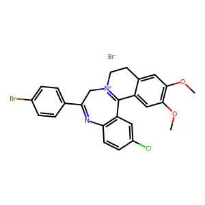 6-(4-bromophenyl)-2-chloro-12,13-dimethoxy-9,10-dihydro-7H-isoquinolino[2,1-d][1,4]benzodiazepin-8-ium bromide structure