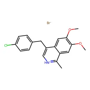 4-[(4-chlorophenyl)methyl]-6,7-dimethoxy-1-methylisoquinolin-2-ium bromide structure