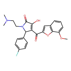 1-[2-(dimethylamino)ethyl]-2-(4-fluorophenyl)-4-hydroxy-3-(7-methoxy-1-benzofuran-2-carbonyl)-2H-pyrrol-5-one structure