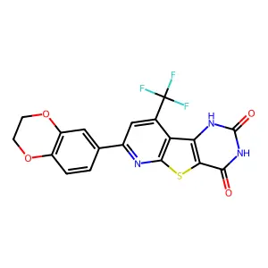 11-(2,3-dihydro-1,4-benzodioxin-6-yl)-13-(trifluoromethyl)-8-thia-3,5,10-triazatricyclo[7.4.0.02,7]trideca-1(9),2(7),10,12-tetraene-4,6-dione structure