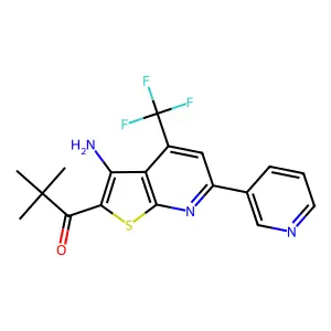 1-[3-amino-6-pyridin-3-yl-4-(trifluoromethyl)thieno[2,3-b]pyridin-2-yl]-2,2-dimethylpropan-1-one structure