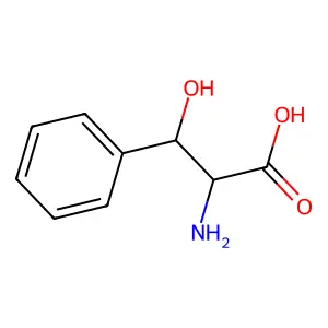 (2S,3S)-2-amino-3-hydroxy-3-phenylpropanoic acid structure