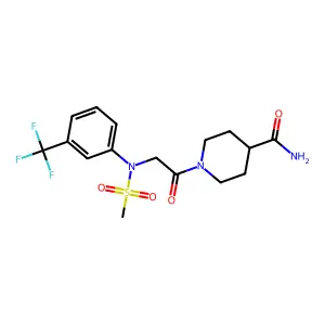 1-[2-[N-methylsulfonyl-3-(trifluoromethyl)anilino]acetyl]piperidine-4-carboxamide structure