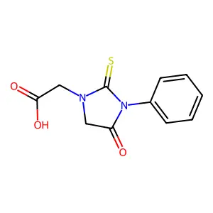 2-(4-oxo-3-phenyl-2-sulfanylideneimidazolidin-1-yl)acetic acid structure