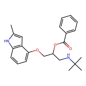 [1-(tert-butylamino)-3-[(2-methyl-1H-indol-4-yl)oxy]propan-2-yl] benzoate structure