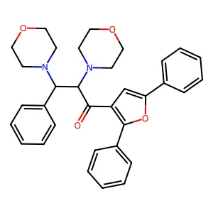 1-(2,5-diphenylfuran-3-yl)-2,3-dimorpholin-4-yl-3-phenylpropan-1-one structure