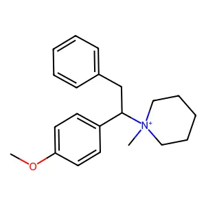 1-[1-(4-methoxyphenyl)-2-phenylethyl]-1-methylpiperidin-1-ium structure