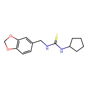 1-(1,3-benzodioxol-5-ylmethyl)-3-cyclopentylthiourea structure