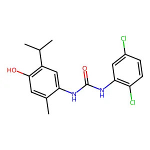 1-(2,5-dichlorophenyl)-3-(4-hydroxy-2-methyl-5-propan-2-ylphenyl)urea structure