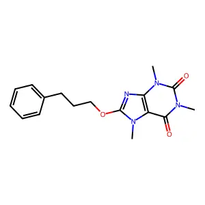 1,3,7-trimethyl-8-(3-phenylpropoxy)purine-2,6-dione structure