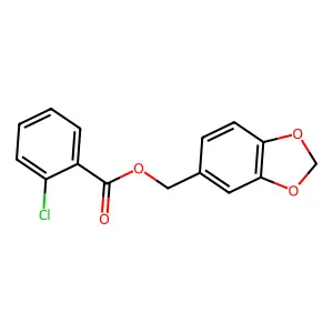 1,3-benzodioxol-5-ylmethyl 2-chlorobenzoate structure