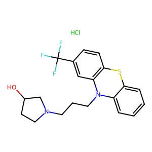 1-[3-[2-(trifluoromethyl)phenothiazin-10-yl]propyl]pyrrolidin-3-ol;hydrochloride structure