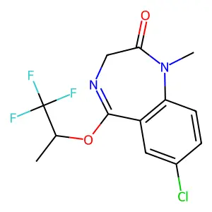 7-chloro-1-methyl-5-(1,1,1-trifluoropropan-2-yloxy)-3H-1,4-benzodiazepin-2-one structure