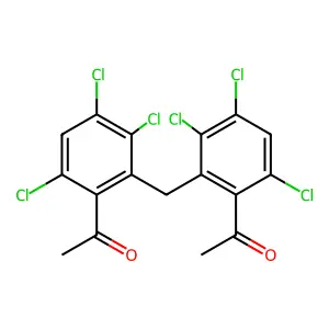 1-[2-[(2-acetyl-3,5,6-trichlorophenyl)methyl]-3,4,6-trichlorophenyl]ethanone structure