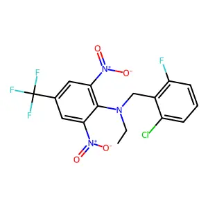 N-[(2-chloro-6-fluorophenyl)methyl]-N-ethyl-2,6-dinitro-4-(trifluoromethyl)aniline structure