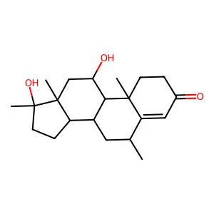 11beta,17beta-Dihydroxy-6alpha,17-dimethylandrost-4-en-3-one structure