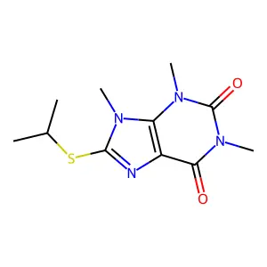 1,3,9-trimethyl-8-propan-2-ylsulfanylpurine-2,6-dione structure