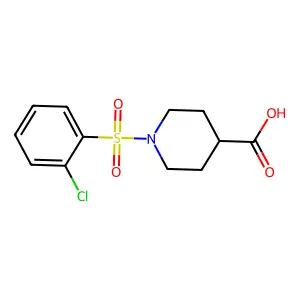 1-(2-chlorophenyl)sulfonylpiperidine-4-carboxylic acid structure