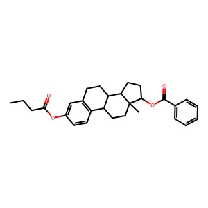 (3-butanoyloxy-13-methyl-6,7,8,9,11,12,14,15,16,17-decahydrocyclopenta[a]phenanthren-17-yl) benzoate structure