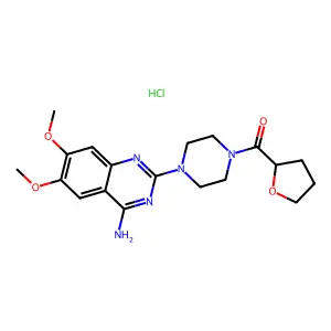 [4-(4-amino-6,7-dimethoxyquinazolin-2-yl)piperazin-1-yl]-(oxolan-2-yl)methanonehydrochloride structure
