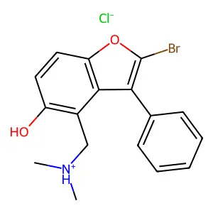 2-Bromo-4-((dimethylamino)methyl)-3-phenyl-5-benzofuranol hydrochloride structure