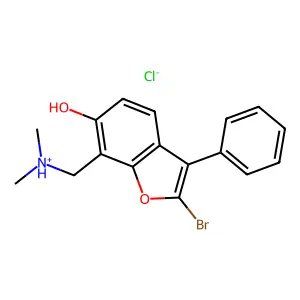 2-Bromo-7-((dimethylamino)methyl)-3-phenyl-6-benzofuranol hydrochloride structure