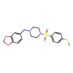 1-(1,3-benzodioxol-5-ylmethyl)-4-(4-methylsulfanylphenyl)sulfonylpiperazine structure
