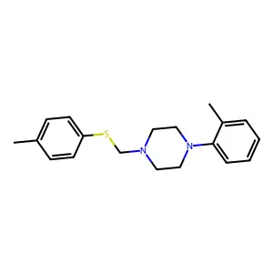 1-(2-methylphenyl)-4-[(4-methylphenyl)sulfanylmethyl]piperazine structure