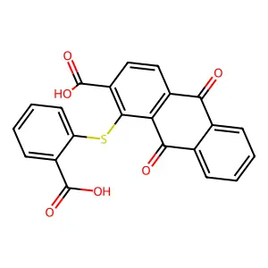 1-(2-carboxyphenyl)sulfanyl-9,10-dioxoanthracene-2-carboxylic acid structure