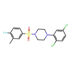 1-(2,5-dichlorophenyl)-4-[(4-fluoro-3-methylphenyl)sulfonyl]piperazine structure