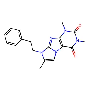 1,3,7-trimethyl-8-(2-phenylethyl)-1H-imidazo[2,1-f]purine-2,4(3H,8H)-dione structure