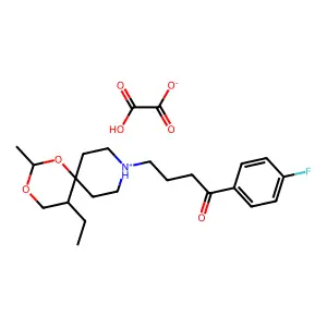 Butyrophenone, 4-(5-ethyl-2-methyl-1,3-dioxa-9-azaspiro(5.5)undec-9-yl)-4'-fluoro-, oxalate structure