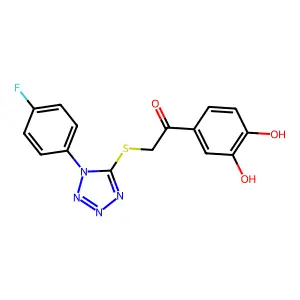 1-(3,4-dihydroxyphenyl)-2-[1-(4-fluorophenyl)tetrazol-5-yl]sulfanylethanone structure