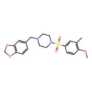 1-(1,3-benzodioxol-5-ylmethyl)-4-(4-methoxy-3-methylphenyl)sulfonylpiperazine structure