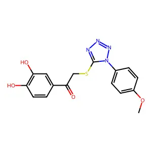1-(3,4-dihydroxyphenyl)-2-[1-(4-methoxyphenyl)tetrazol-5-yl]sulfanylethanone structure