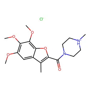 (4-methylpiperazin-4-ium-1-yl)-(5,6,7-trimethoxy-3-methyl-1-benzofuran-2-yl)methanone chloride structure