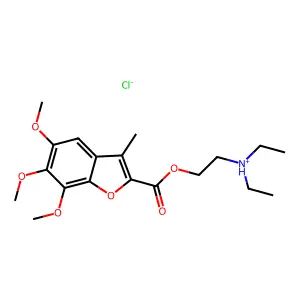 diethyl-[2-(5,6,7-trimethoxy-3-methyl-1-benzofuran-2-carbonyl)oxyethyl]azanium chloride structure