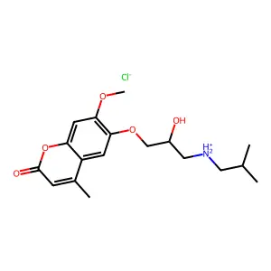 Coumarin, 6-(2-hydroxy-3-isobutylaminopropoxy)-7-methoxy-4-methyl-, hydrochloride structure