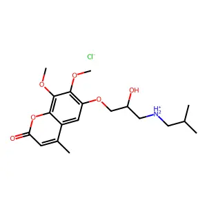 Coumarin, 7,8-dimethoxy-6-(2-hydroxy-3-isobutylaminopropoxy)-4-methyl-, hydrochloride structure