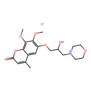 Coumarin, 7,8-dimethoxy-6-(2-hydroxy-3-morpholinopropoxy)-4-methyl-, hydrochloride structure