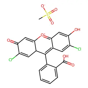 2-(2,7-dichloro-3-hydroxy-6-oxo-8aH-xanthen-10-ium-9-yl)benzoic acidmethanesulfonate structure