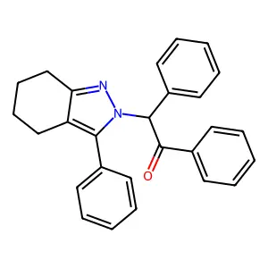 1,2-diphenyl-2-(3-phenyl-4,5,6,7-tetrahydroindazol-2-yl)ethanone structure