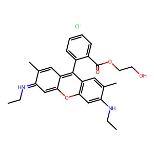 ethyl-[6-(ethylamino)-9-[2-(2-hydroxyethoxycarbonyl)phenyl]-2,7-dimethylxanthen-3-ylidene]azanium chloride structure