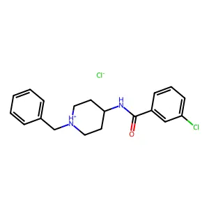 N-(1-benzylpiperidin-1-ium-4-yl)-3-chlorobenzamide chloride structure