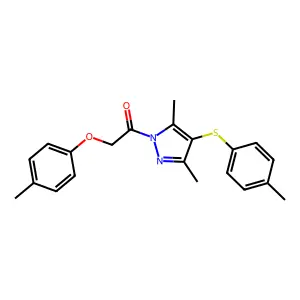 1-[3,5-dimethyl-4-(4-methylphenyl)sulfanylpyrazol-1-yl]-2-(4-methylphenoxy)ethanone structure