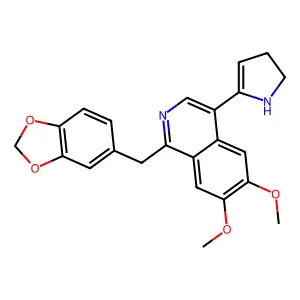 1-(1,3-benzodioxol-5-ylmethyl)-4-(2,3-dihydro-1H-pyrrol-5-yl)-6,7-dimethoxyisoquinoline structure